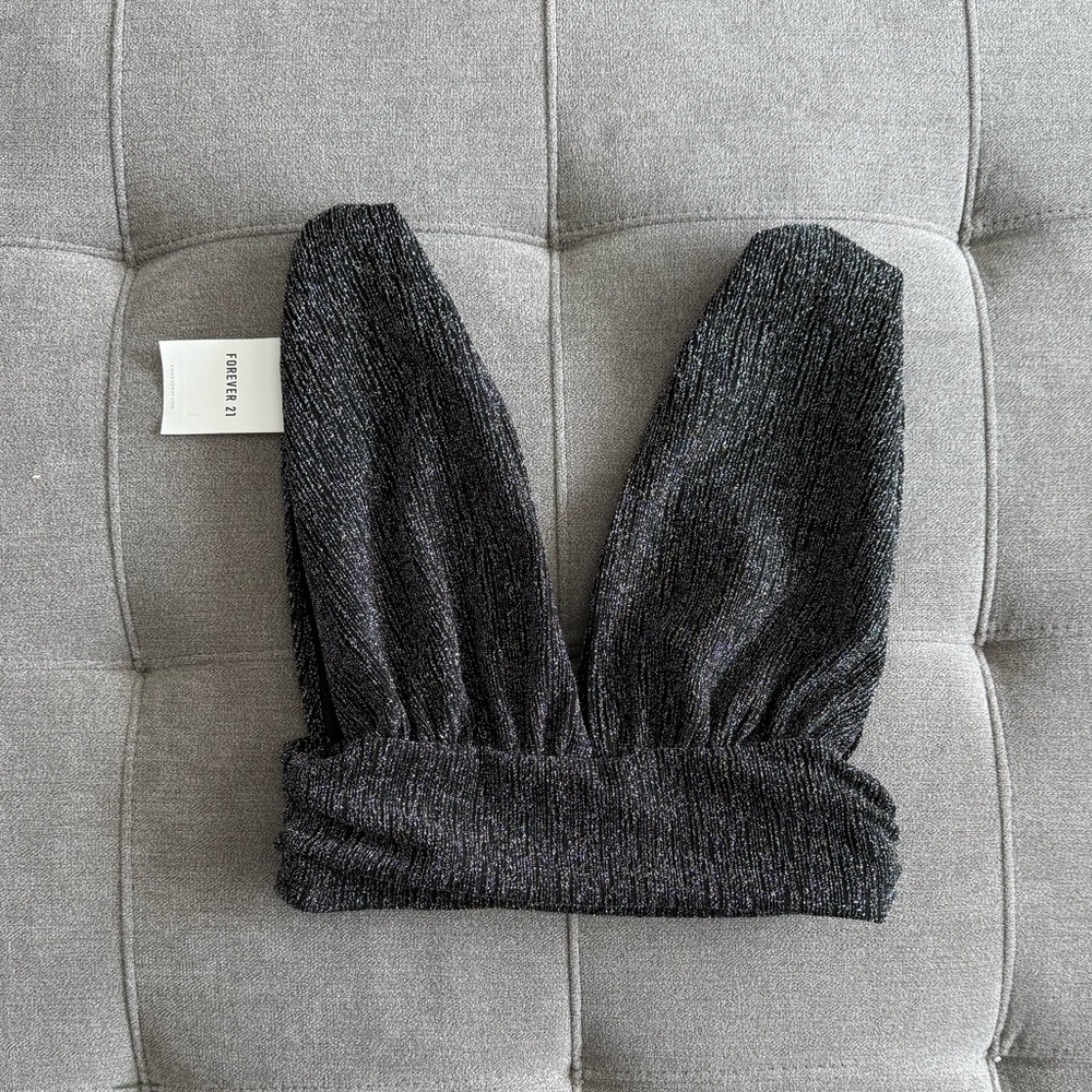 Forever 21 Shimmering Black Crop Top